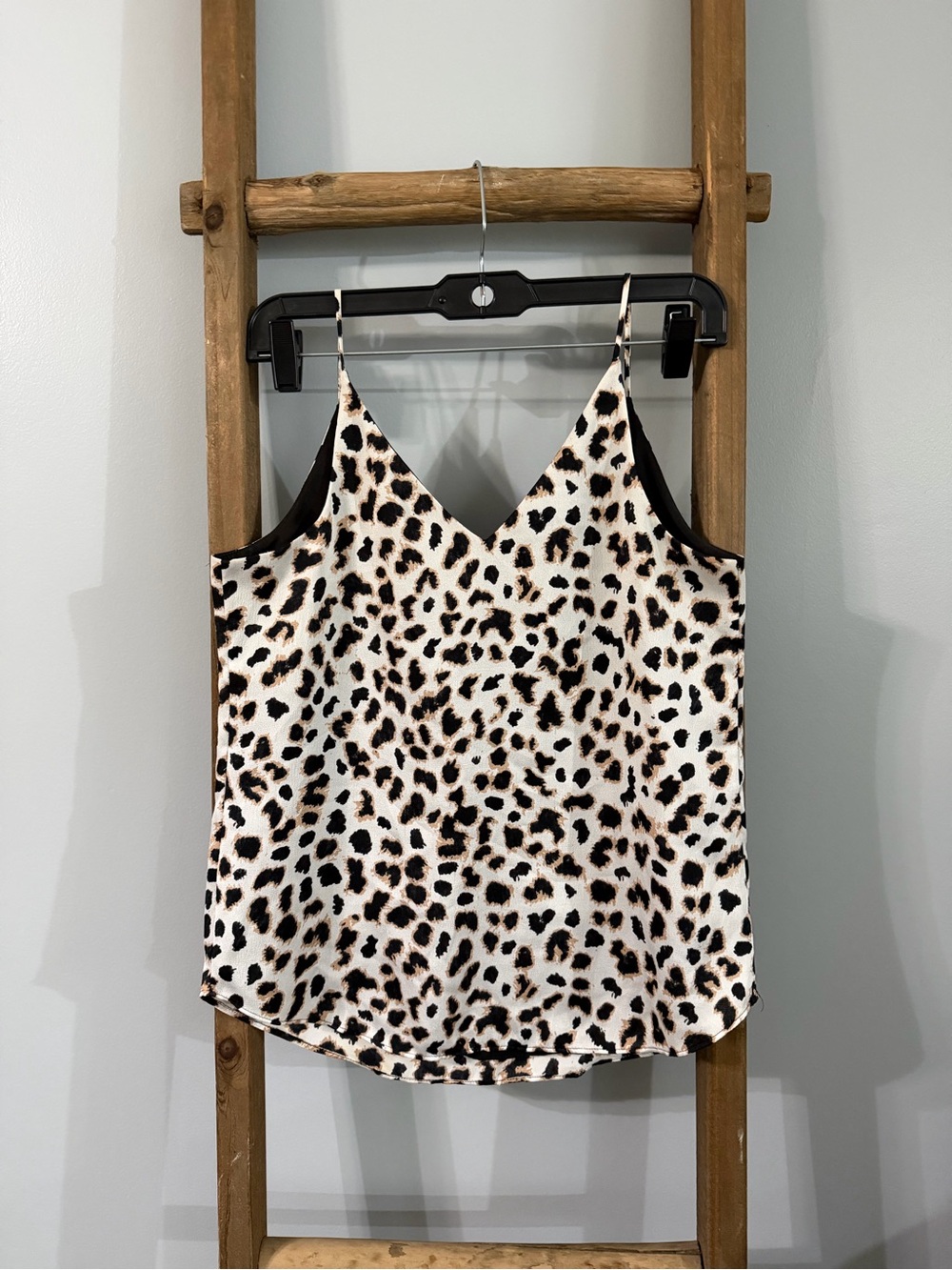 Express Leopard Print V-Neck Cami - White, Tan, Black